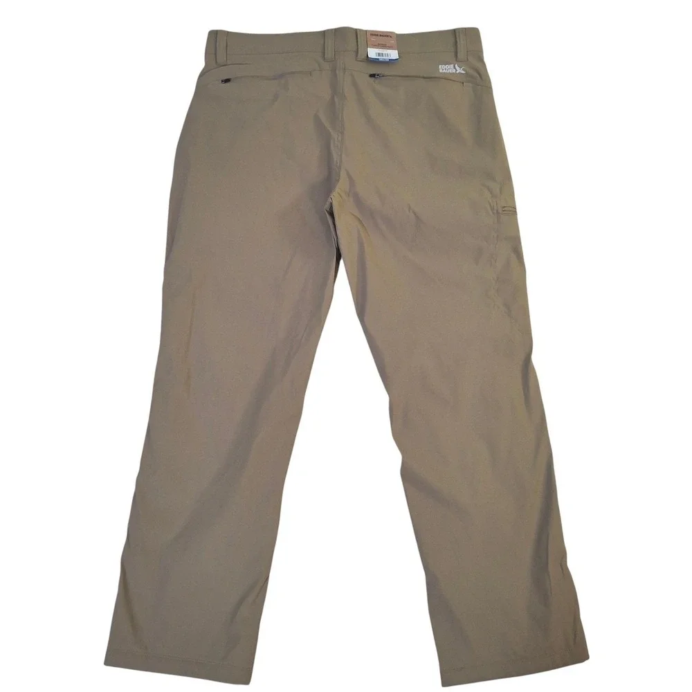 Eddie Bauer Rainier Fleece Lined Pants Mens 36x30 Tan Nylon Spandex Hiking NEW
